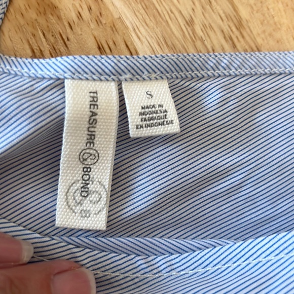 Treasure & Bond Peplum Sleeveless Blouse Blue & White Small - Picture 5 of 8